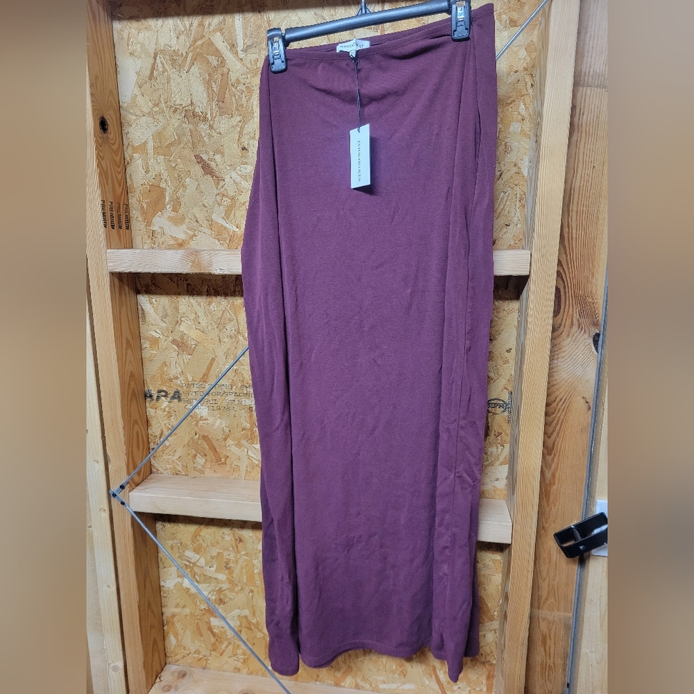 WeWoreWhat NWT Pull On Midi Skirt Eggplant Jersey Size XXL